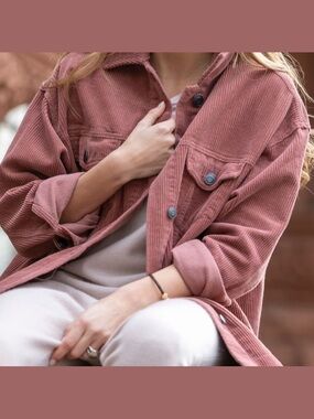 Zara Outerwear Dusty Rose Pink Corduroy Oversized Jacket Size Medium